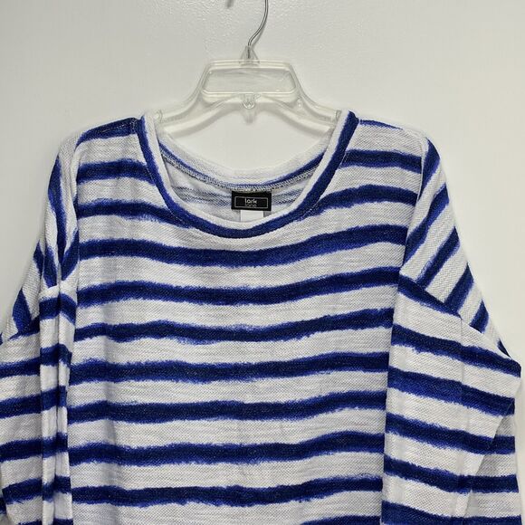 LARK LANE Women's Shirt Top Stripe Long Sleeve Pullover Tie Waist Sz XL Oversiz - Picture 3 of 5